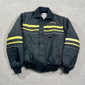 VTG‎ 70s Ski-Doo Bombardier Black & Yellow Striped Medium Snowmobile Coat Jacket